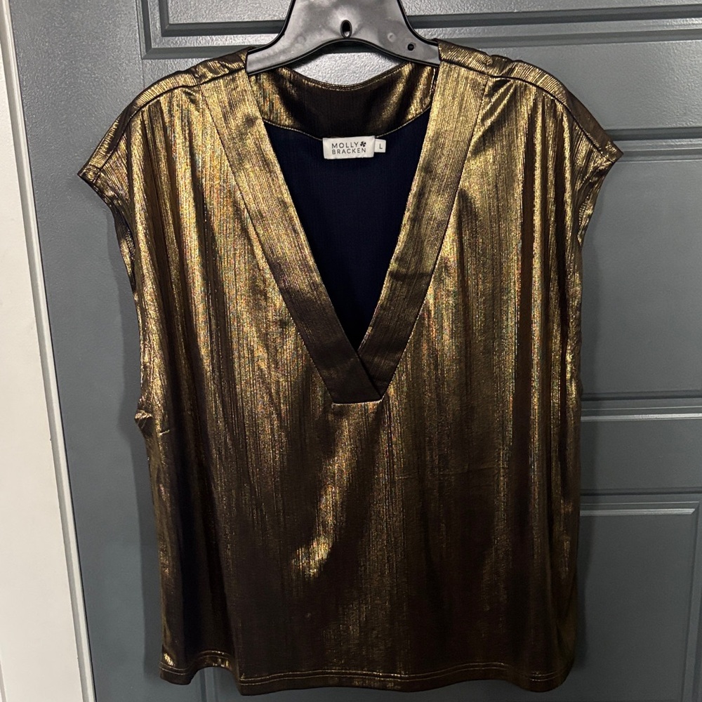 Molly Bracken Shimmering Gold Blouse